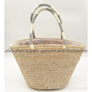 Venta caliente Sombrero de paja de trigo de bolsas de playa para damas
